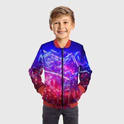 Бомбер детский Неоновая геометрическая абстракция, цвет: 3D-красный — фото 2