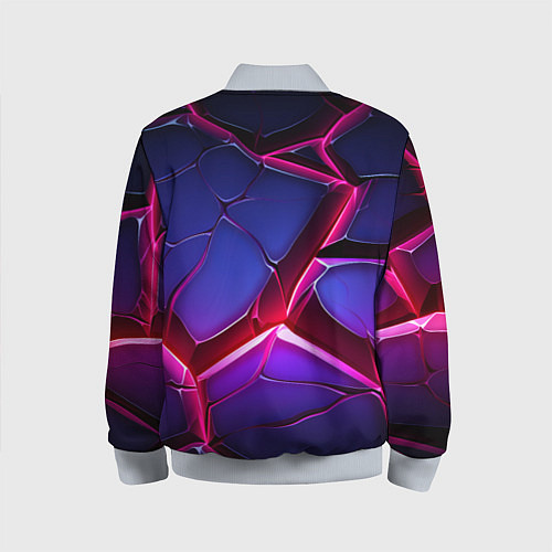 Детский бомбер Темные синие плиты и фиолетовый свет / 3D-Серый – фото 2