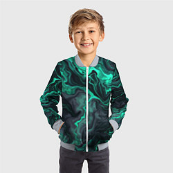 Бомбер детский Бирюзовый мрамор на черном фоне, цвет: 3D-серый — фото 2