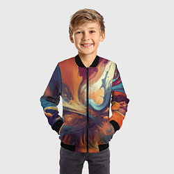 Бомбер детский Акриловая абстракция в стиле Vallejo, цвет: 3D-черный — фото 2