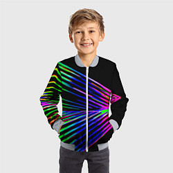 Бомбер детский Неоновый лучи текстура, цвет: 3D-серый — фото 2