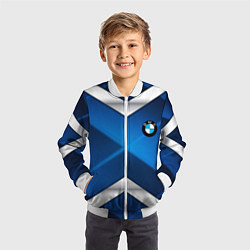 Бомбер детский BMW metalic blue abstract, цвет: 3D-белый — фото 2