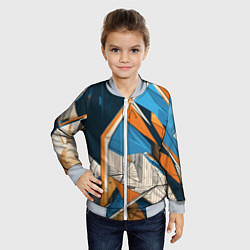 Бомбер детский Абстракция сине-оранжевая осколки, цвет: 3D-серый — фото 2