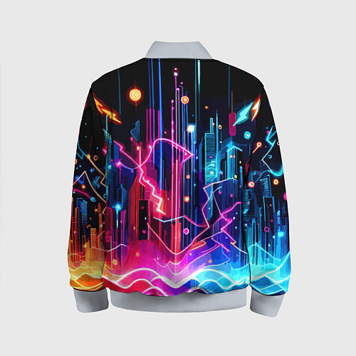 Детский бомбер Neon fantasy - ai art / 3D-Серый – фото 2