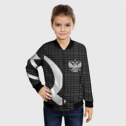 Бомбер детский Герб РФ паттерн стиль ссср, цвет: 3D-черный — фото 2