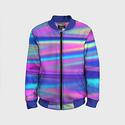 Бомбер детский Неоновые полосы градиент, цвет: 3D-синий