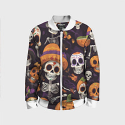 Бомбер детский Страшилки хэллоуин, цвет: 3D-белый