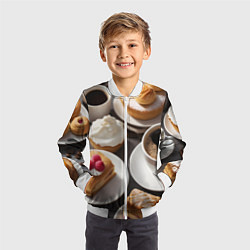 Бомбер детский Кофе и пирожные, цвет: 3D-белый — фото 2