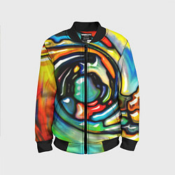 Бомбер детский Акварельные краски мозаика, цвет: 3D-черный