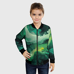 Бомбер детский Изумрудные волны, цвет: 3D-черный — фото 2