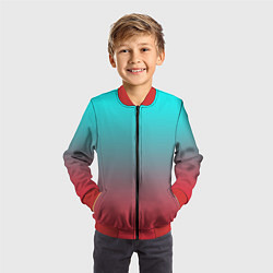 Бомбер детский Абстрактно неоновый градиент, цвет: 3D-красный — фото 2