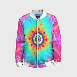 Бомбер детский Неоновый фрактальный узор психоделика, цвет: 3D-белый