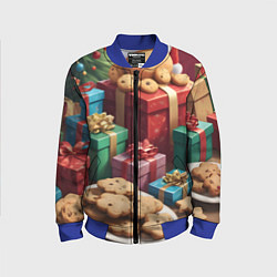 Бомбер детский Рождественское печенье, цвет: 3D-синий