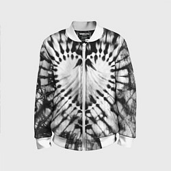 Детский бомбер Абстрактное сердце - черно-белый тай-дай