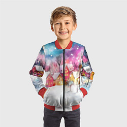 Бомбер детский Новогодний ночной дворик, цвет: 3D-красный — фото 2