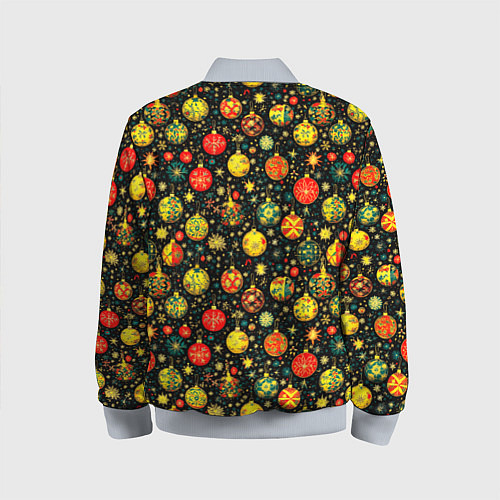 Детский бомбер Новогодние елочные шары / 3D-Серый – фото 2