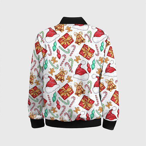Детский бомбер Новогодний паттерн 2025 / 3D-Черный – фото 2