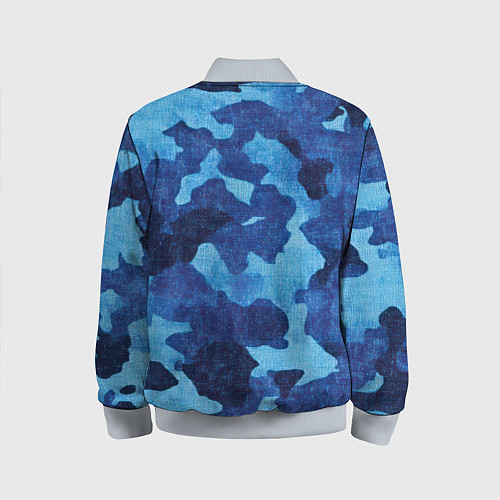 Детский бомбер Синий камуфляж / 3D-Серый – фото 2