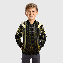 Бомбер детский Gold lines on a black background, цвет: 3D-черный — фото 2