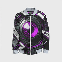 Бомбер детский Фиолетовая сфера киберпанк, цвет: 3D-серый