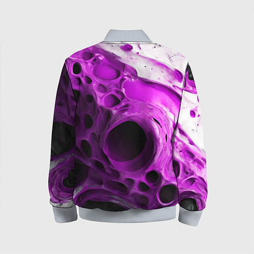 Детский бомбер Фиолетово-белая абстрактная структура / 3D-Серый – фото 2