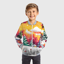 Бомбер детский Красно-желтые елочки, цвет: 3D-серый — фото 2