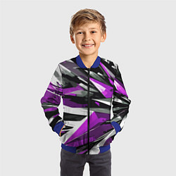 Бомбер детский Чёрно-фиолетово-белая абстракция, цвет: 3D-синий — фото 2