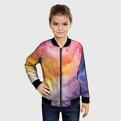 Бомбер детский Краски акварели, цвет: 3D-черный — фото 2