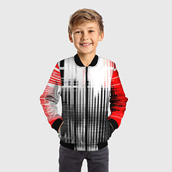 Бомбер детский Красно-чёрный гранж на белом фоне, цвет: 3D-черный — фото 2