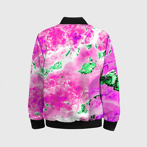 Детский бомбер Розово-зелёная абстракция / 3D-Черный – фото 2