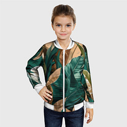 Бомбер детский Крупные листья в тропиках, цвет: 3D-белый — фото 2