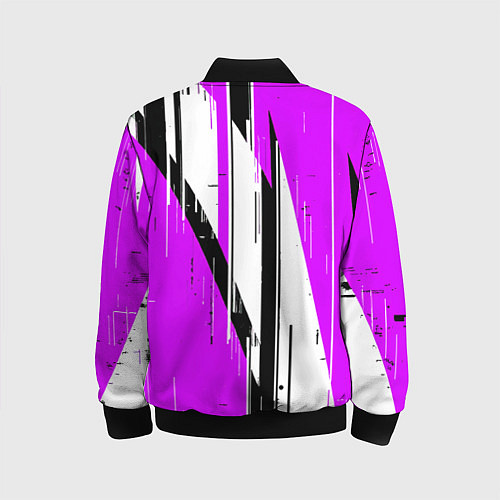 Детский бомбер Чёрно-белые вертикальные полосы на фиолетовом фоне / 3D-Черный – фото 2