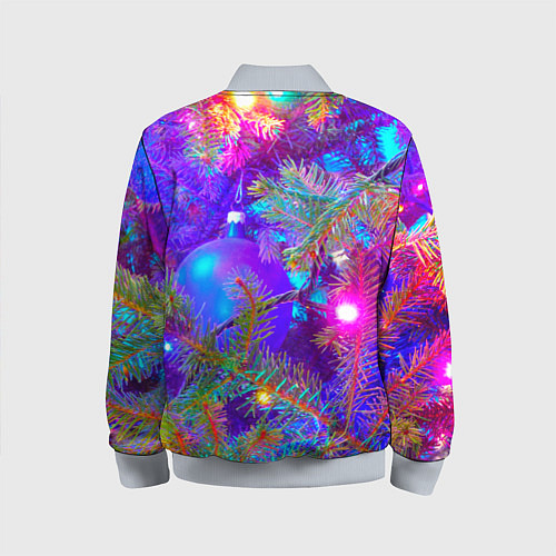 Детский бомбер Новогоднее свечение гирлянд / 3D-Серый – фото 2