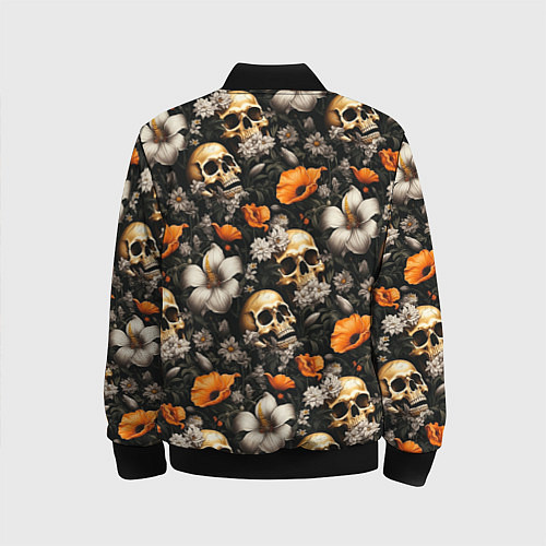 Детский бомбер Маки и черепа / 3D-Черный – фото 2