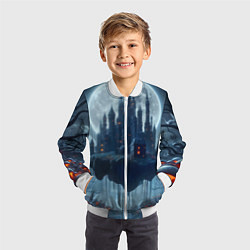 Бомбер детский Замок Дракулы и неоновые грибы - нейроарт фантазия, цвет: 3D-белый — фото 2