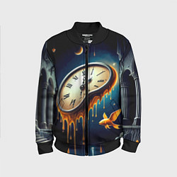 Бомбер детский Течение времени - сюрреализм, цвет: 3D-черный