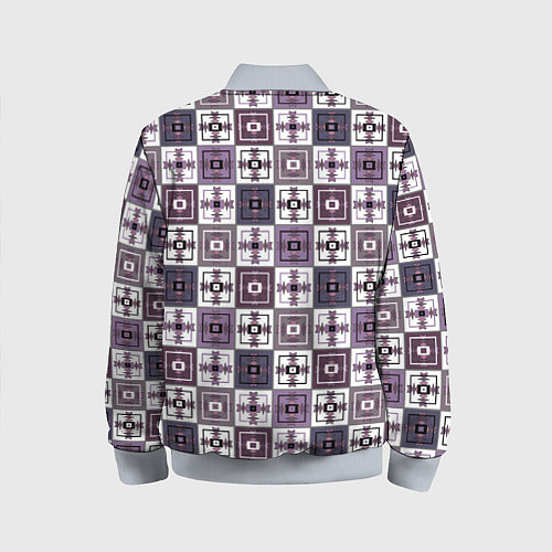 Детский бомбер Серый сиреневый геометрический узор пэчворк / 3D-Серый – фото 2