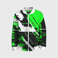 Бомбер детский Diagonal black and white stripes on a green backgr, цвет: 3D-белый