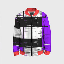 Бомбер детский Чёрные и фиолетовые полосы на белом фоне, цвет: 3D-красный