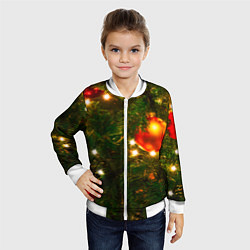 Бомбер детский Новогодние украшения на ёлке, цвет: 3D-белый — фото 2