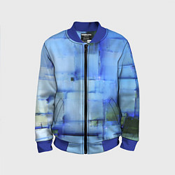 Бомбер детский Чёрные пятна на синем фоне абстракция, цвет: 3D-синий