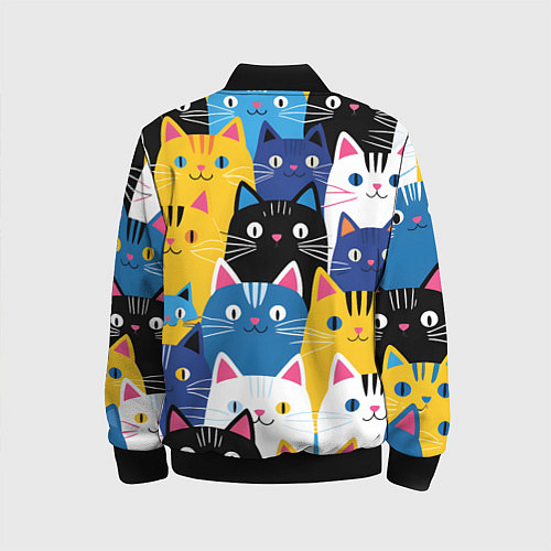 Детский бомбер Много цветных котиков / 3D-Черный – фото 2