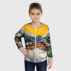 Бомбер детский Ламповый новый год - домики, цвет: 3D-серый — фото 2