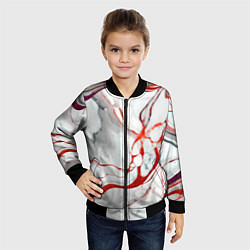 Бомбер детский Красно-белый мрамор, цвет: 3D-черный — фото 2