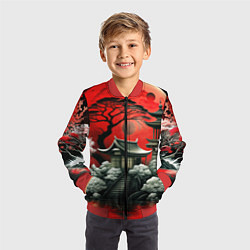 Бомбер детский Пейзаж Японии в красном цвете, цвет: 3D-красный — фото 2
