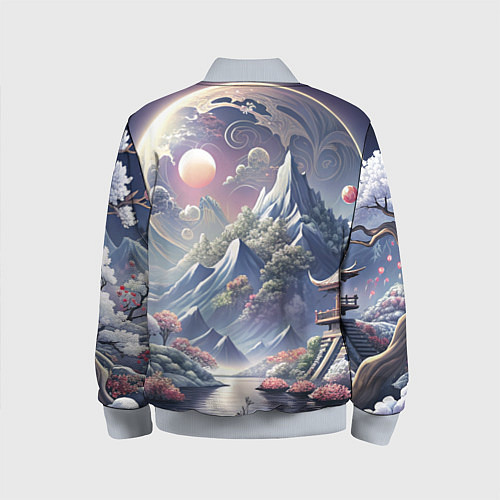 Детский бомбер Япония - природа / 3D-Серый – фото 2