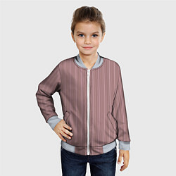 Бомбер детский Пыльно-розовый в тонкую полоску, цвет: 3D-серый — фото 2