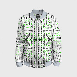 Бомбер детский Чёрно-зелёный диагональные полосы на белом фоне, цвет: 3D-серый