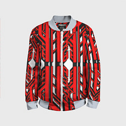 Бомбер детский Чёрно-красные техно полосы на белом фоне, цвет: 3D-серый