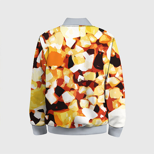 Детский бомбер Жёлто-белая абстракция на чёрном фоне / 3D-Серый – фото 2